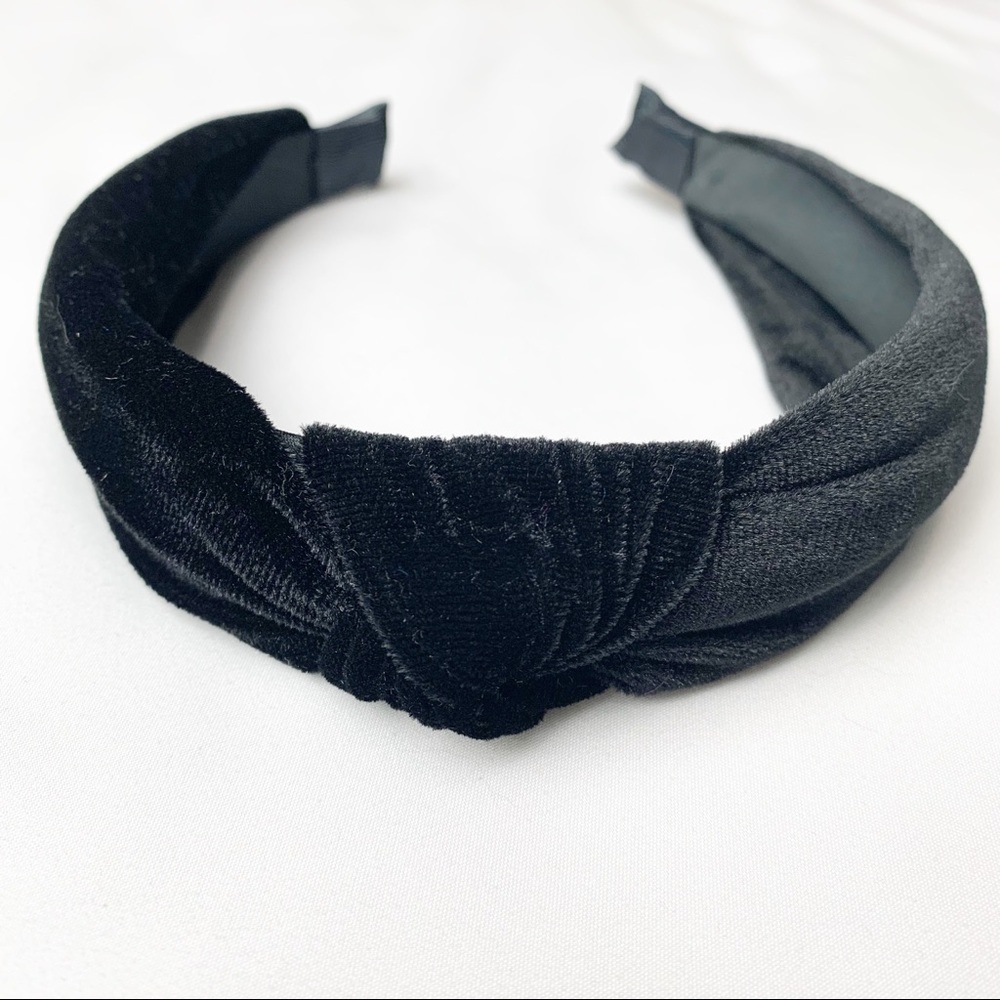 Velvet Knotted Headband - Black